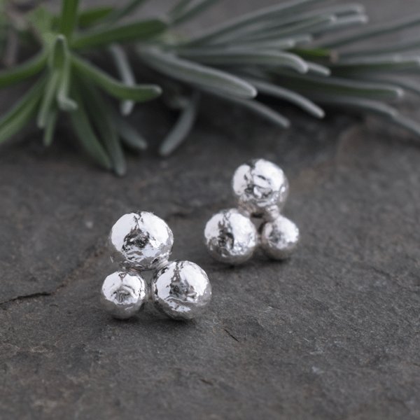 Recycled Silver Pebble Earrings