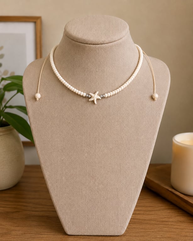 Adjustable Starfish Beaded Choker Necklace Boho Beach Summer Jewellery.