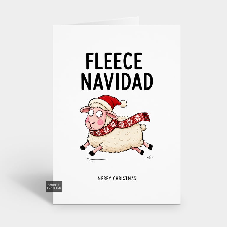 Funny Christmas Card - Cute Sheep Pun