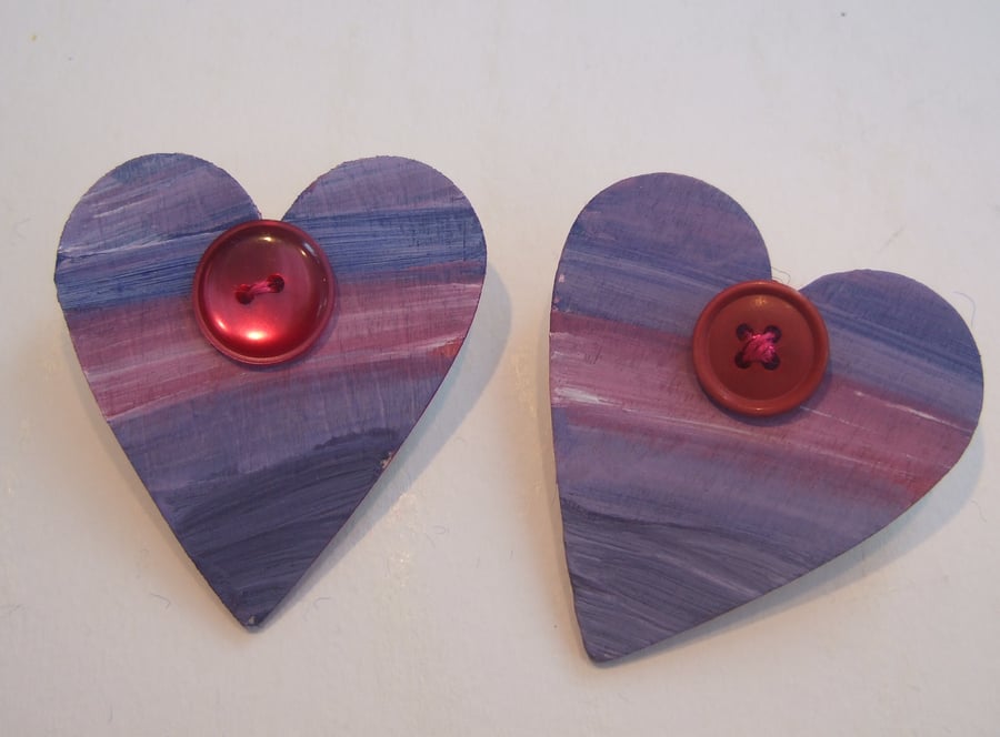 Heart Brooch, Handmade Hand Painted Brooch