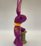 Raspberry Bunny the Little Hand Embroidered Felt Rabbit  - Image 4