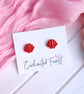 Coral Red Seashell Stud Earrings, Coastal Jewellery, Accessories & Gifts