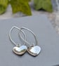 Sterling Silver Hammered Heart Long Earrings - JBJ1106 - Image 8