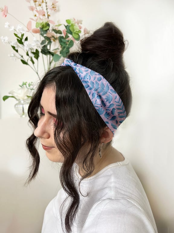 Blue Foliage Cute Hair Things Giftset Scrunchie and Headband Set, quirky accesso
