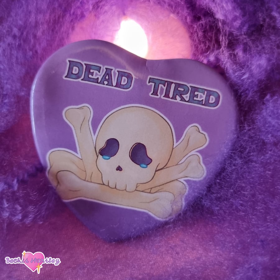Dead Tired Heart Button Badge - Button Badges - Accessories