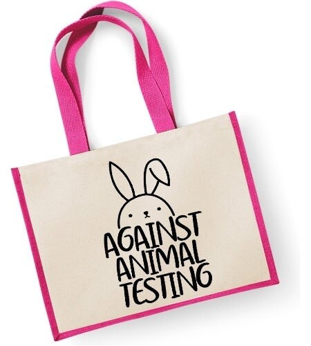 Against Animal Testing Rabbit Large Eco Friendly Jute Shopper Canvas Lunch Bag A
