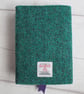 SOLD - A6 'Harris Tweed®' Reusable Notebook Cover - Jade Herringbone Floral Band - Image 3