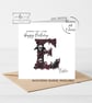 Any Initial - Skull Crow Initial Happy Birthday Card - Image 1