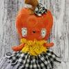 Pumpkin Head Miniature Doll in Black, White & Yellow