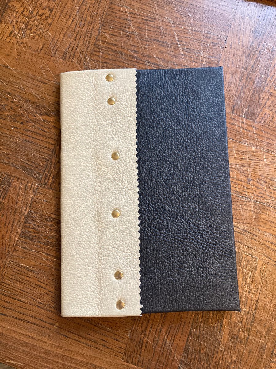 A5:  Softcover TriColour Black, Cream, Dark Cherry Coloured Leather Sketchbook