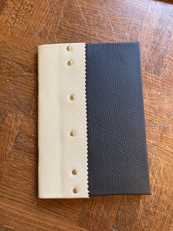 A5:  Softcover TriColour Black, Cream, Dark Cherry Coloured Leather Sketchbook