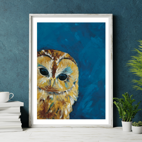 Art print of original owl painting wildlife artwork 