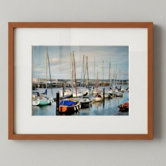 Weymouth Harbour Boats Print Classic Dorset Seaside & Historic Harbour Wall Art