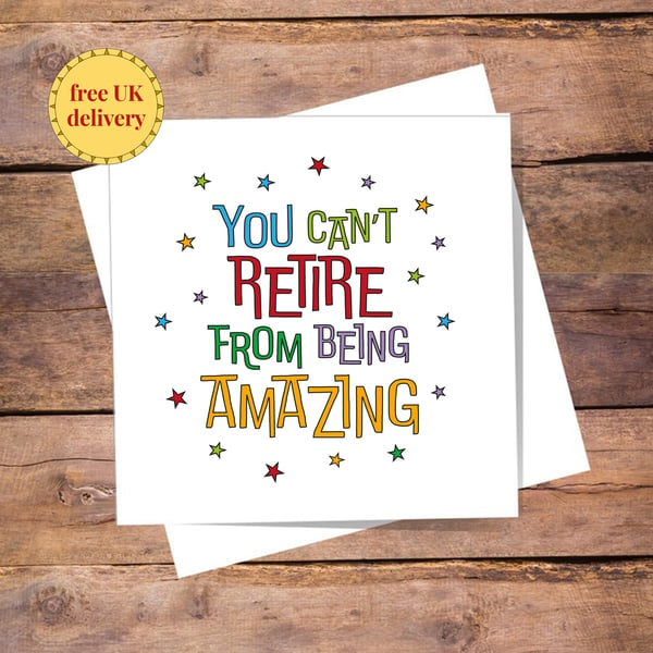 Retirement Card - leaving card, good luck. Blank inside, free shipping