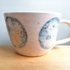 Hand thrown moon mug or cup with handpainted moon phases ceramic gift.