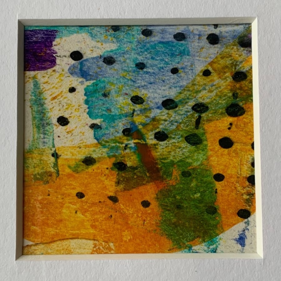 Unique Abstract Art work in a professionally cut aperture ready for framing.