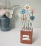 Clay Flower and Button Garden in a Wood Block 'Hello Flower' - Image 2
