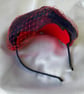 Navy Blue & Red Berry Fascinator Hat with Netting - Image 6
