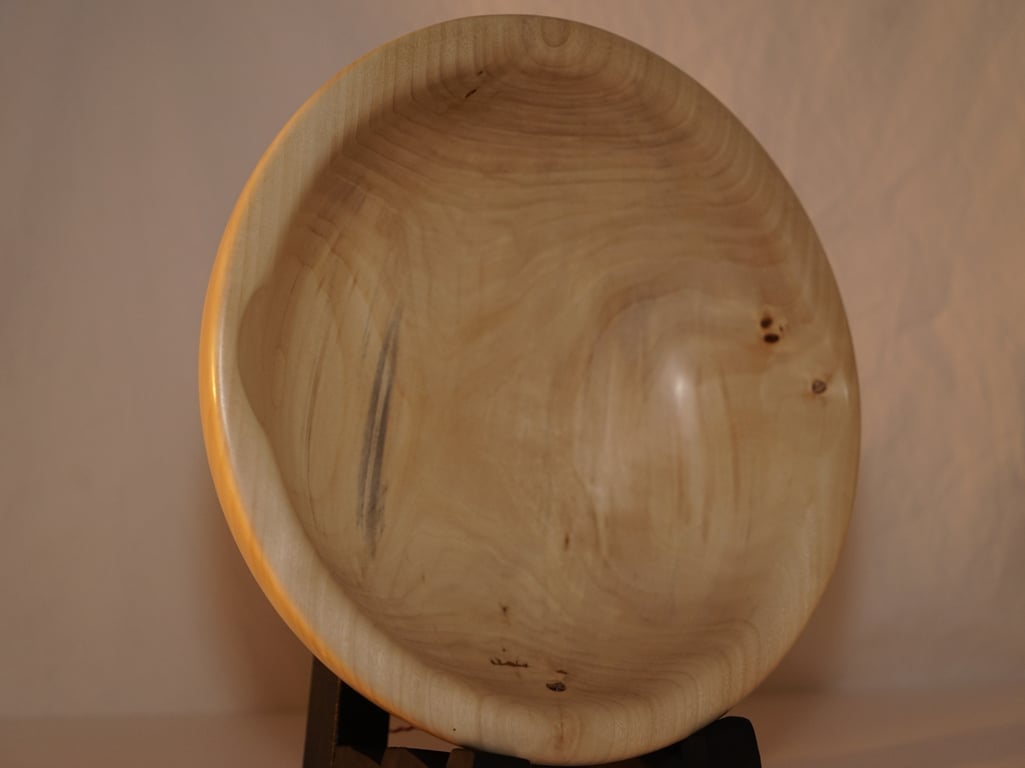 Large black poplar hand-turned wooden bowl