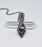 Oxidised Silver and Ruby Wire Woven Pendant - Ruby Wrapped and Woven Necklace - Image 1