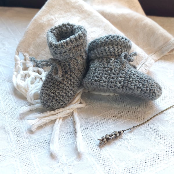 Organic Baby Booties - certified wool - Mountain Mist Collection