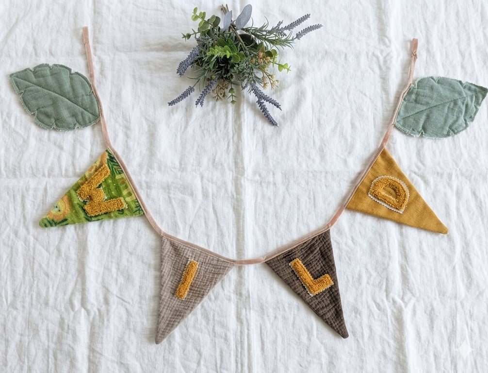 Personalised Safari Nursery Bunting, 'WILD' Signature Leaf Garland FREE POSTAGE