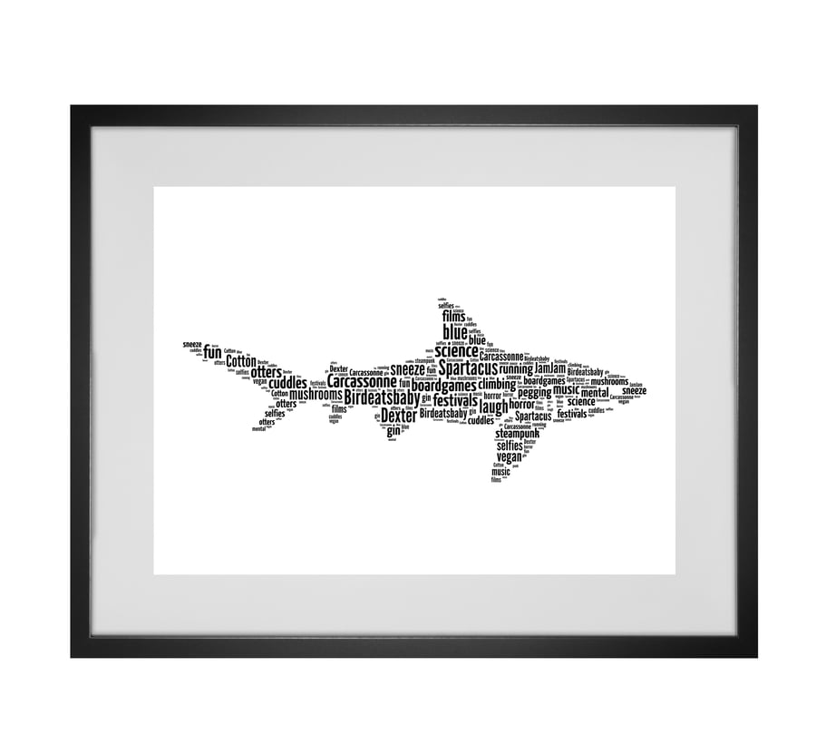 Personalised Shark Design Word Art Gifts 
