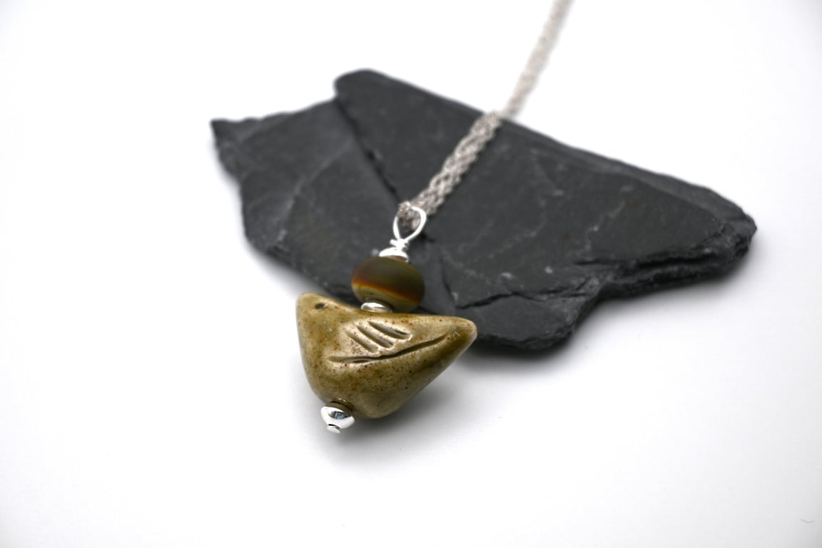 umbre ceramic bird pendant necklace
