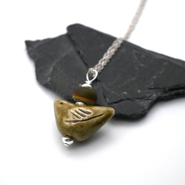 umbre ceramic bird pendant necklace