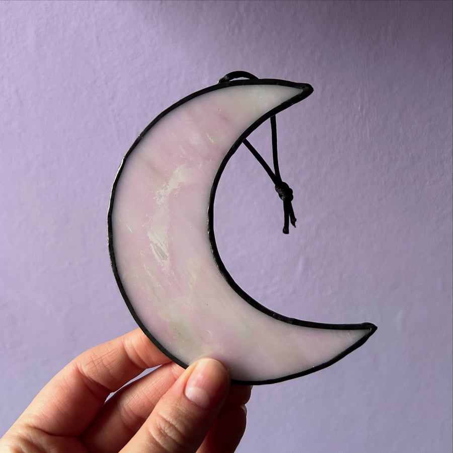 Pink Moon Stained Glass Sun Catcher