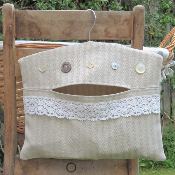 Lace and Buttons Clothes Peg Bag
