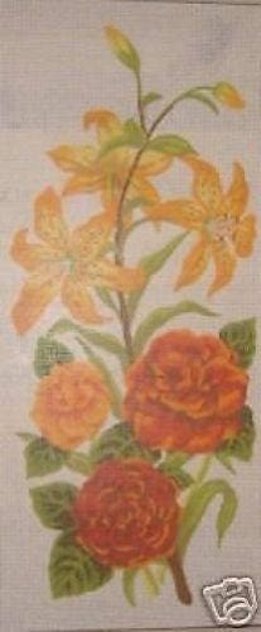 Lilies and Begonias Flower Panel Tapestry Needlepoint Canvas