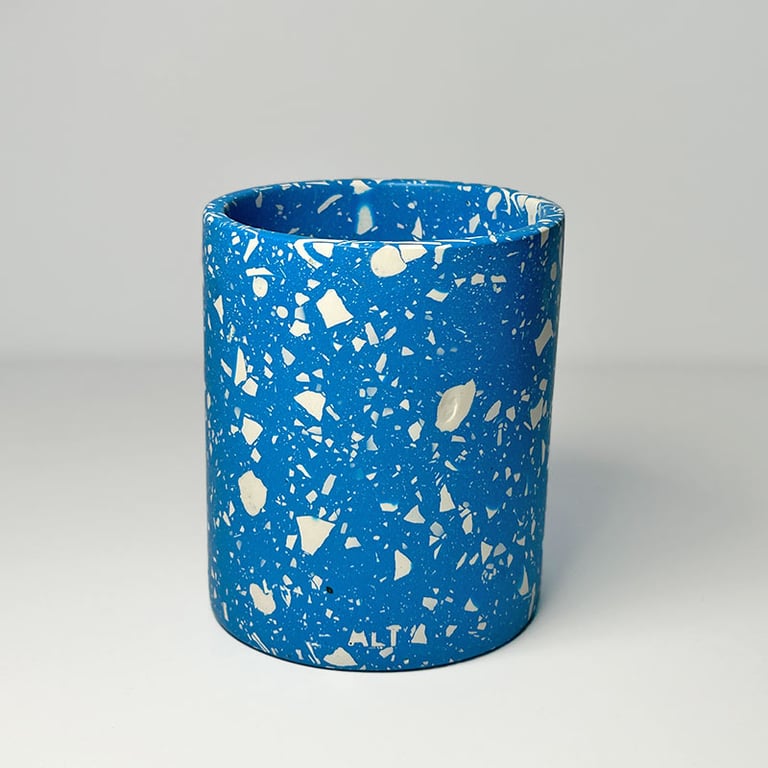 Blue Terrazzo Pencil Makeup Brush Holder, Concrete Desk Organiser Birthday Gifts