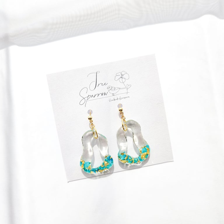 Pressed Flowers Earrings, Real Petal Hoop Earrings