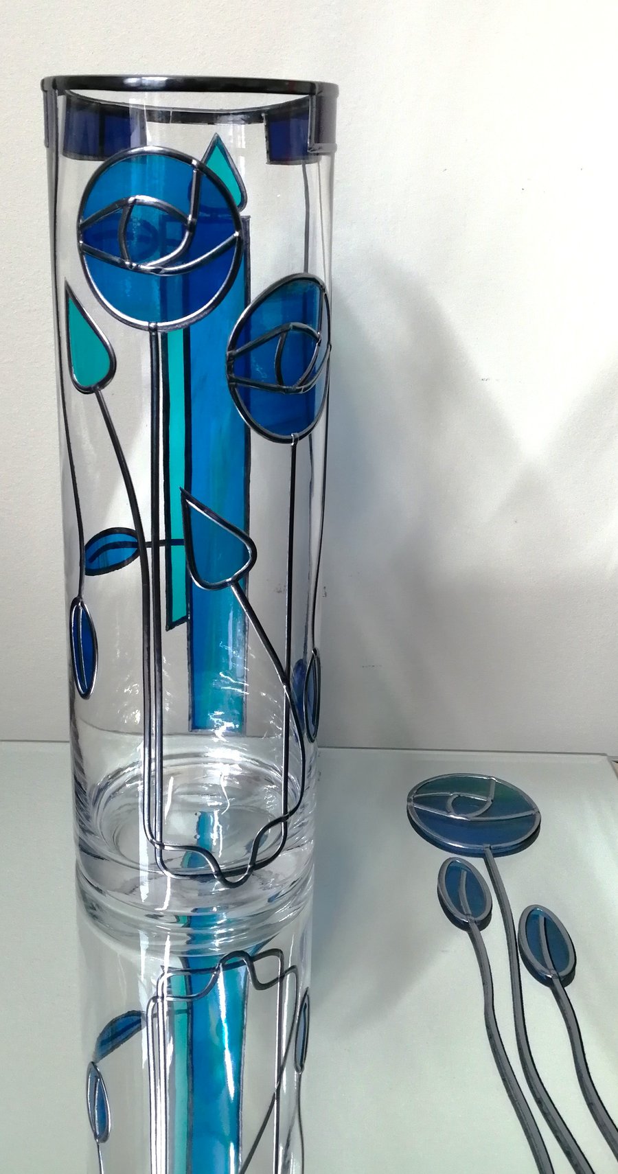 Mackintosh Stained Glass effect Flower Vase