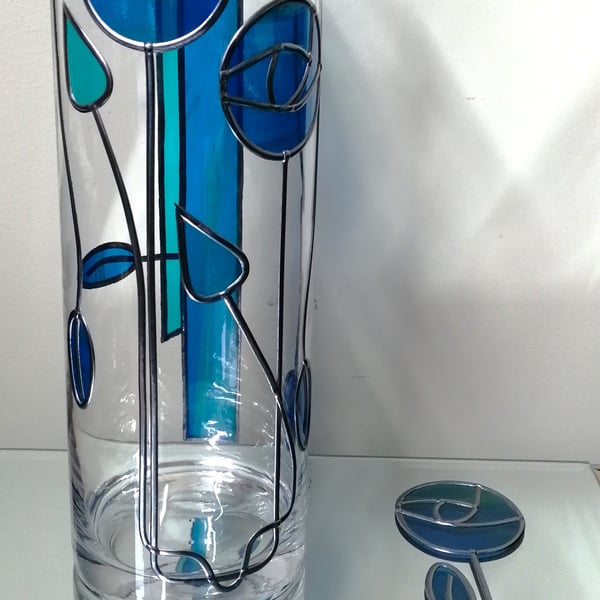 Mackintosh Stained Glass effect Flower Vase
