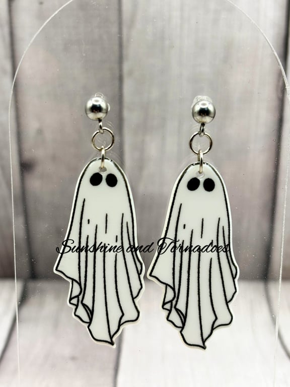 Handmade Halloween Ghost Earrings – Hypoallergenic Stainless Steel Ear wires