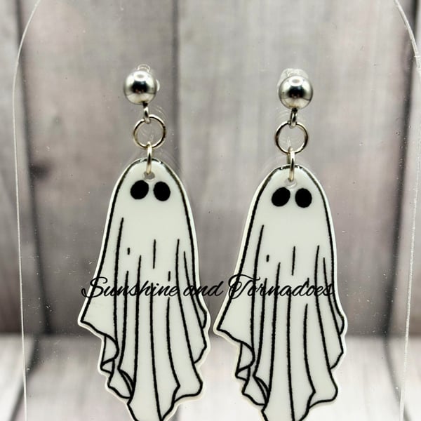 Handmade Halloween Ghost Earrings – Hypoallergenic Stainless Steel Ear wires