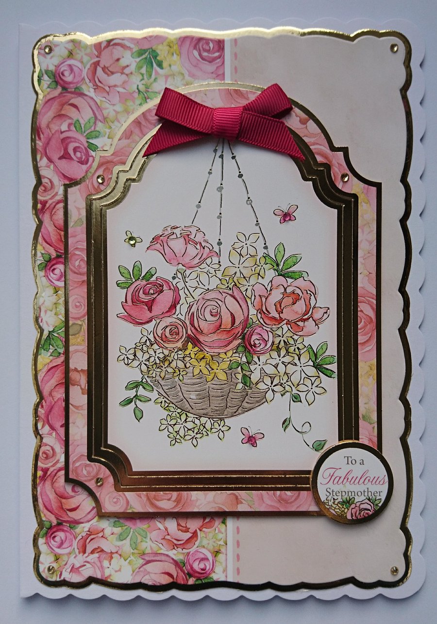 Mother's Day Card To a Fabulous Stepmother Birthday 3D Luxury Handmade Card