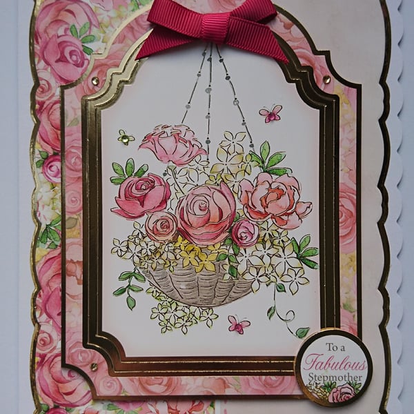 Mother's Day Card To a Fabulous Stepmother Birthday 3D Luxury Handmade Card