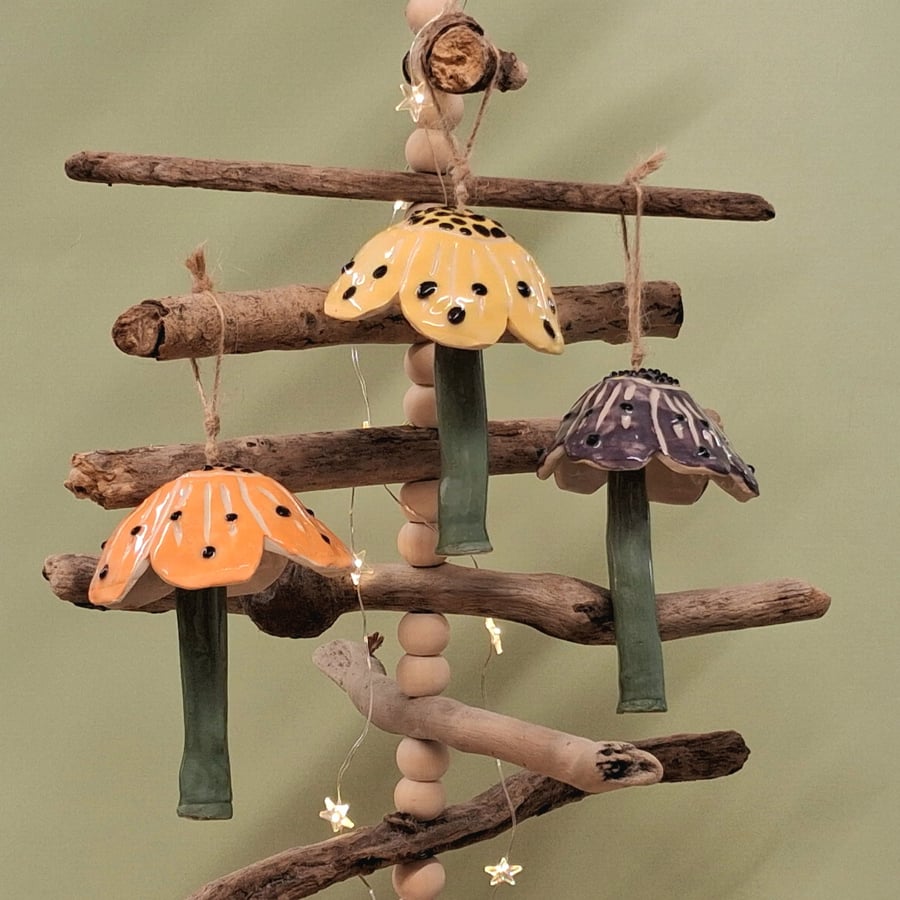 Hanging Ceramic flower bell, 