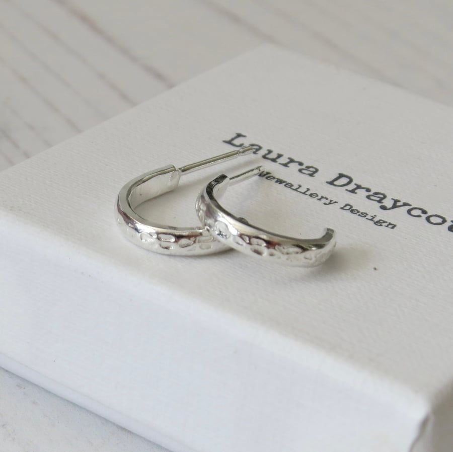 Silver half hoop stud earrings
