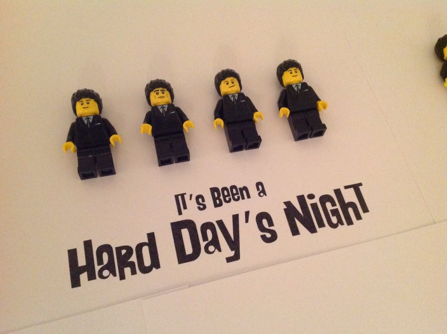 BEATLES - HARD DAYS NIGHT - FRAMED CUSTOM LEGO MINIFIGURES