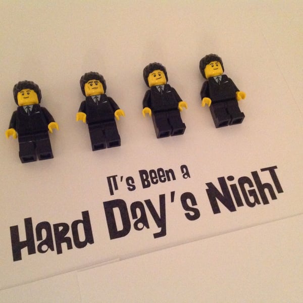 BEATLES - HARD DAYS NIGHT - FRAMED CUSTOM LEGO MINIFIGURES