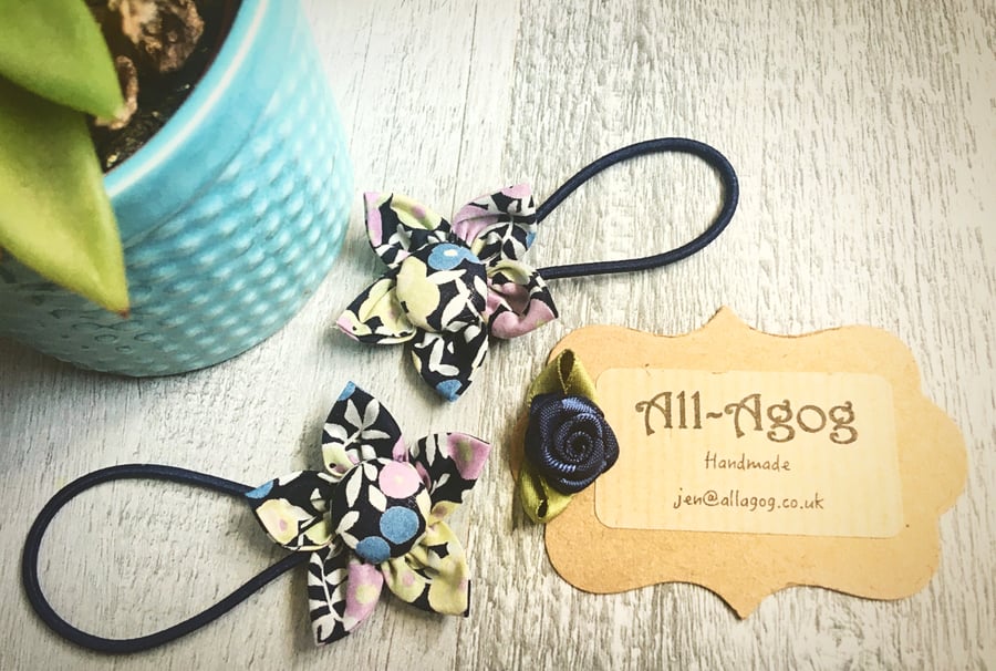 Liberty Handmade Flower Hair Bands - Wiltshire Berry Blue