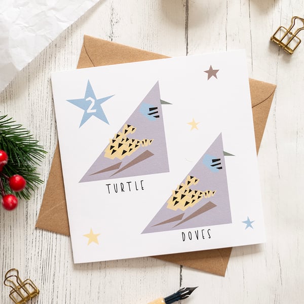 Two Turtle Doves Christmas Card