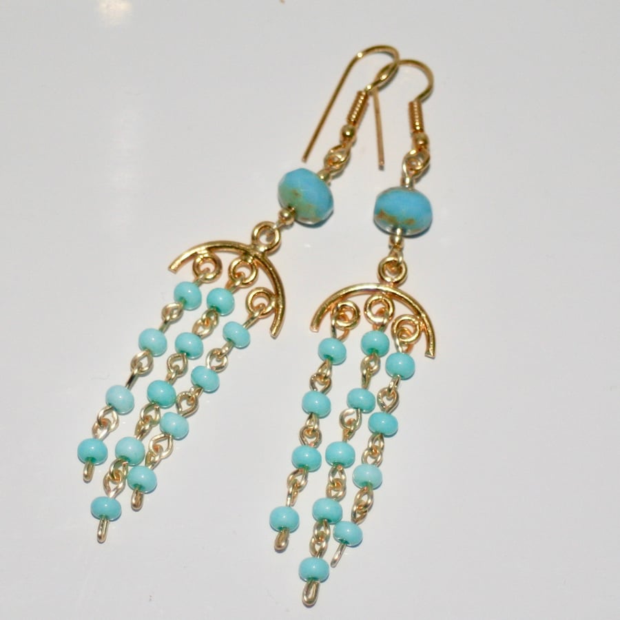 Aqua chandelier earrings