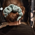 Handmade Sage green hair scrunchie 