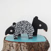 malayan tapir wooden ornaments, set of 2, animal lover gift