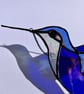 Stained Glass hummingbird in cobalt blue - Image 1